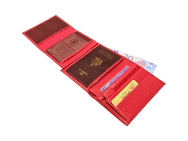 La Guêpe - Petite Maroquinerie - Portefeuille "Luxe" en cuir rouge - 15 cm 4 volets - PM-019-01