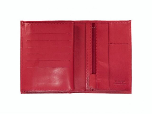 La Guêpe - Petite Maroquinerie - Portefeuille "Luxe" en cuir rouge - 15 cm 4 volets - PM-019-01