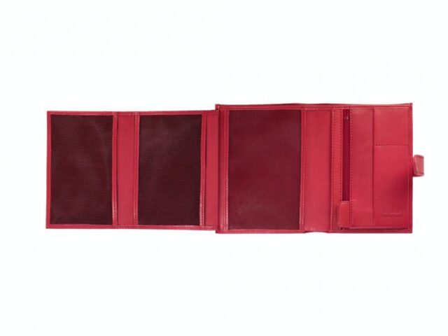 La Guêpe - Petite Maroquinerie - Portefeuille "Luxe" en cuir rouge avec patte - 15 cm 4 volets - PM-020-01