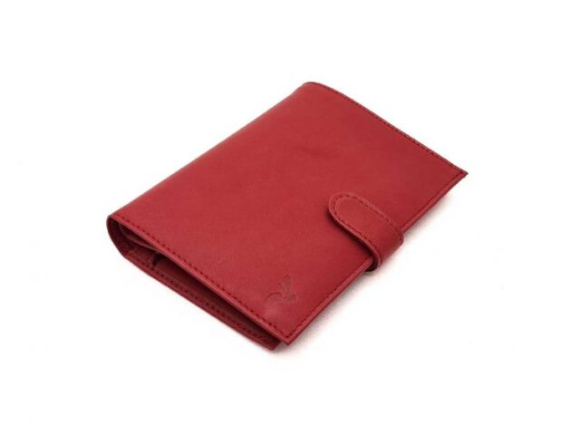 La Guêpe - Petite Maroquinerie - Portefeuille "Luxe" en cuir rouge avec patte - 15 cm 4 volets - PM-020-01