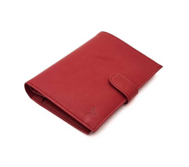 La Guêpe - Petite Maroquinerie - Portefeuille "Luxe" en cuir rouge avec patte - 15 cm 4 volets - PM-020-01
