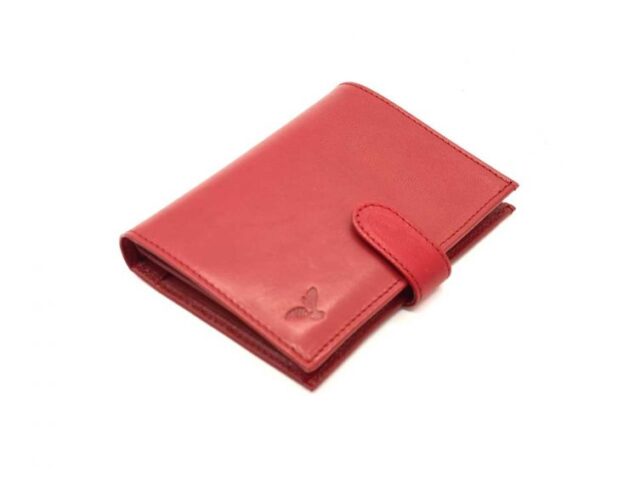 La Guêpe - Petite Maroquinerie - Portefeuille "Luxe" en cuir rouge fermeture patte - 13 cm 4 volets - PM-016-01