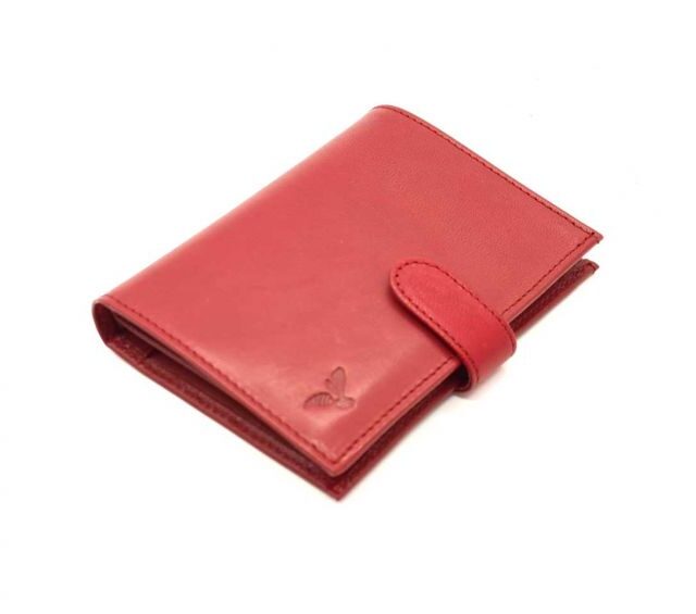 La Guêpe - Petite Maroquinerie - Portefeuille "Luxe" en cuir rouge fermeture patte - 13 cm 4 volets - PM-016-01