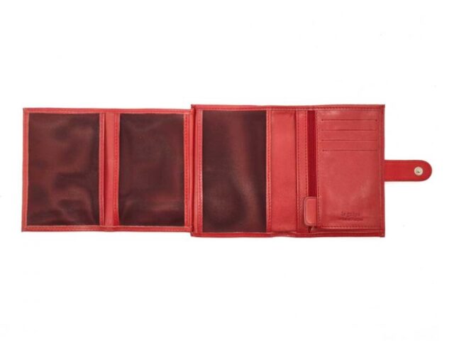 La Guêpe - Petite Maroquinerie - Portefeuille "Luxe" en cuir rouge fermeture patte - 13 cm 4 volets - PM-016-01