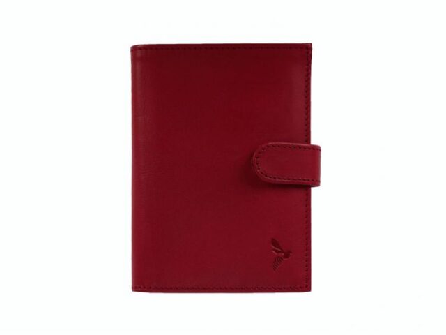 La Guêpe - Petite Maroquinerie - Portefeuille "Luxe" en cuir rouge fermeture patte - 13 cm 4 volets - PM-016-01
