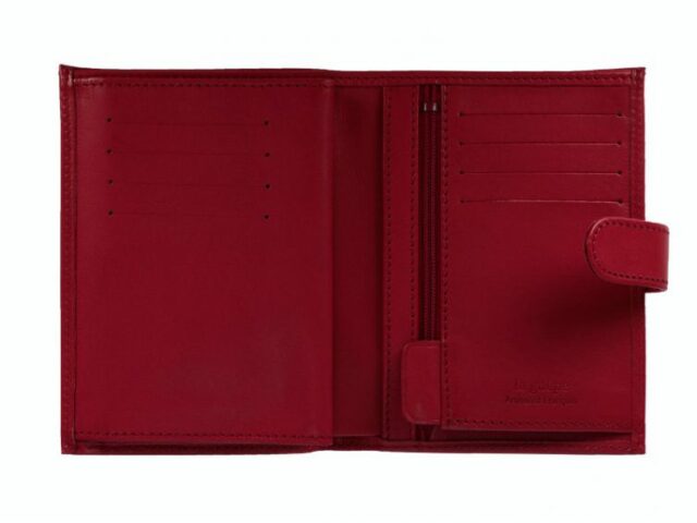 La Guêpe - Petite Maroquinerie - Portefeuille "Luxe" en cuir rouge fermeture patte - 13 cm 4 volets - PM-016-01