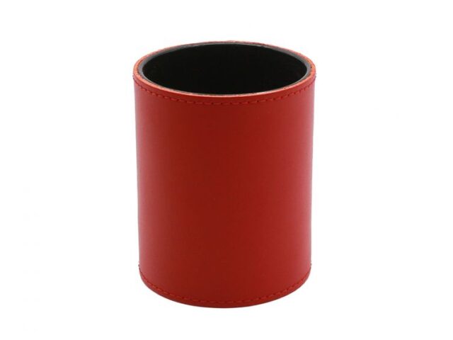 Lavoisier Maroquinier - Pot à crayons en cuir rouge coquelicot