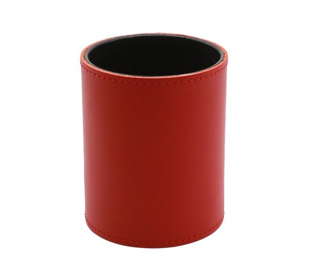 Lavoisier Maroquinier - Pot à crayons en cuir rouge coquelicot