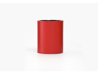 LAVOISIER Maroquinier - Pot à crayons en cuir rouge coquelicot