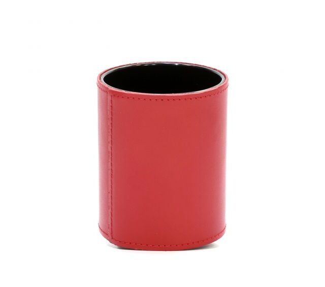 Lavoisier Maroquinier - Pot à crayons en cuir rouge coquelicot