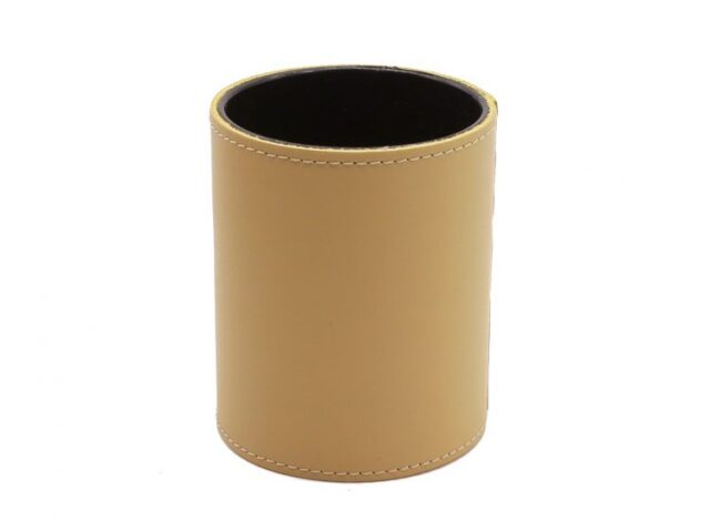 Lavoisier Maroquinier - Pot à crayons en cuir beige cafe latte