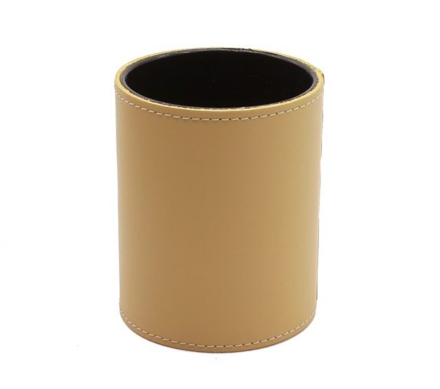 Lavoisier Maroquinier - Pot à crayons en cuir beige cafe latte