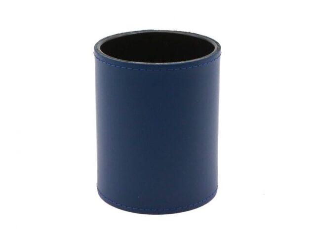 Lavoisier Maroquinier - Pot à crayons en cuir bleu cobalt