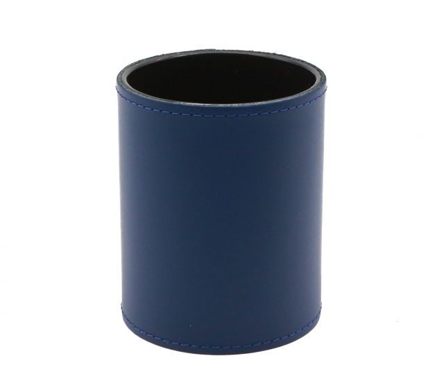 Lavoisier Maroquinier - Pot à crayons en cuir bleu cobalt