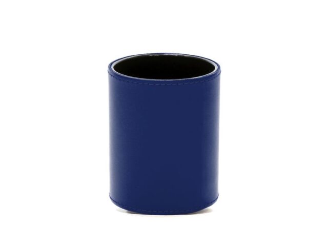 Lavoisier Maroquinier - Pot à crayons en cuir bleu cobalt