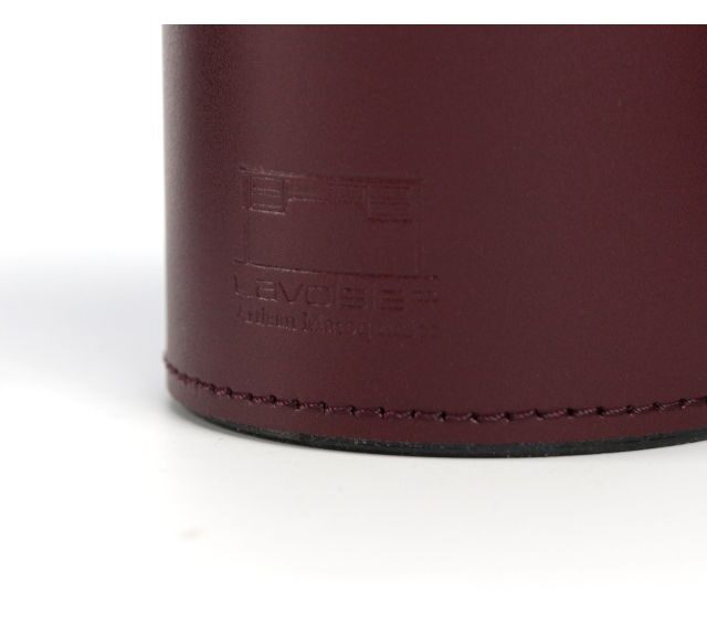 Lavoisier Maroquinier - Pot à crayons en cuir bordeaux