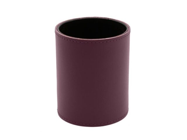 Lavoisier Maroquinier - Pot à crayons en cuir bordeaux