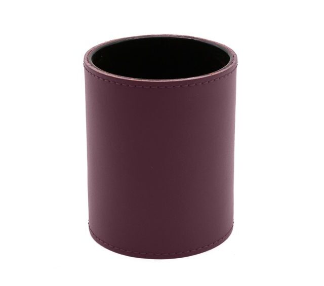 Lavoisier Maroquinier - Pot à crayons en cuir bordeaux