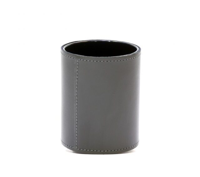 Lavoisier Maroquinier - Pot à crayons en cuir gris fer