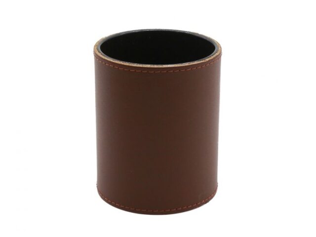 Lavoisier Maroquinier - Pot à crayons en cuir marron