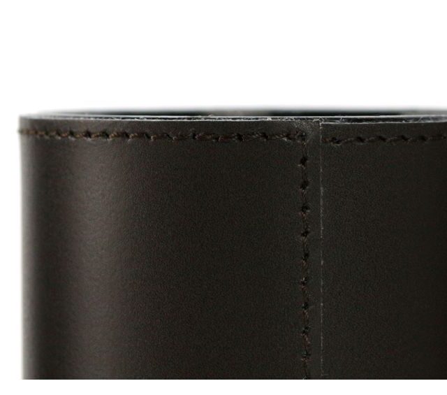 Lavoisier Maroquinier - Pot à crayons en cuir marron foncé
