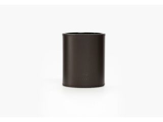 LAVOISIER Maroquinier - Pot à crayons en cuir marron foncé