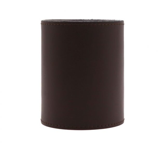 Lavoisier Maroquinier - Pot à crayons en cuir marron foncé