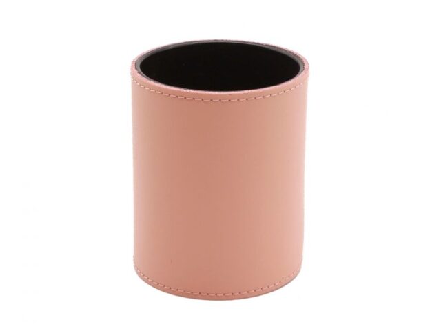 Lavoisier Maroquinier - Pot à crayons en cuir rose