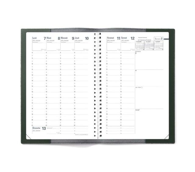 Lavoisier Maroquinier - Protège agenda 16x24 en cuir - PH502 Vert