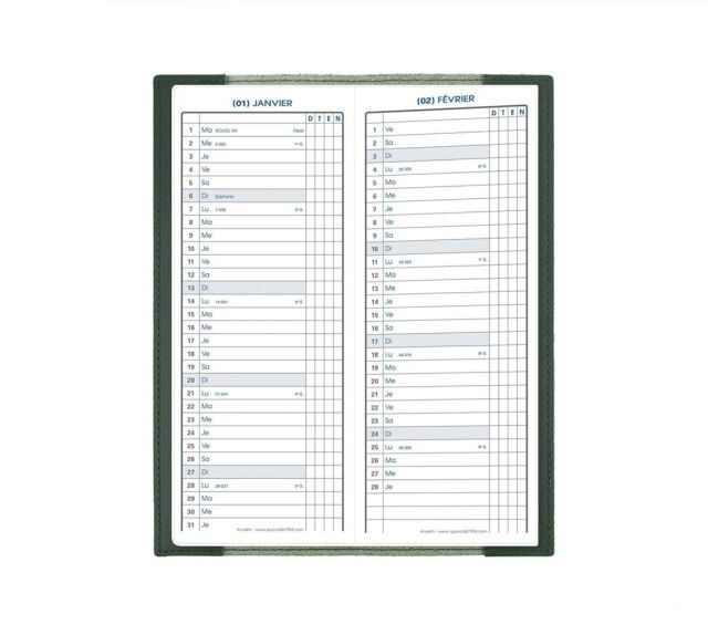 Lavoisier Maroquinier - Protège agenda 20x7.5 en cuir - PH506 Vert