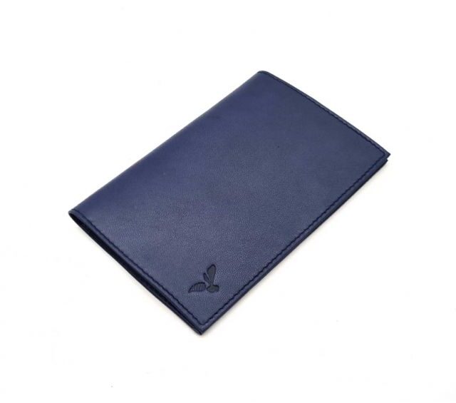 La Guêpe - Petite Maroquinerie - Protège passeport "Luxe" en cuir bleu - simple 2 volets - PM-032-01