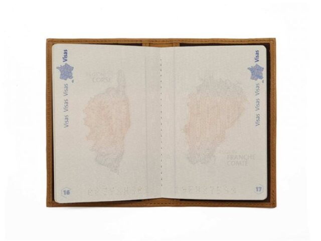La Guêpe - Petite Maroquinerie - Protège passeport "Luxe" en cuir gold - simple 2 volets - PM-032-01