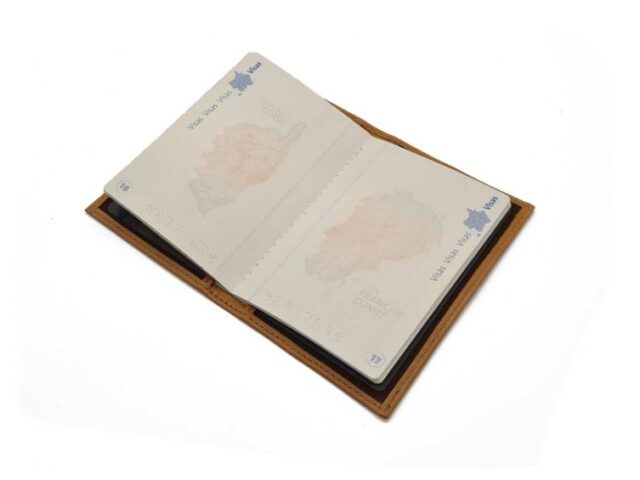 La Guêpe - Petite Maroquinerie - Protège passeport "Luxe" en cuir gold - simple 2 volets - PM-032-01