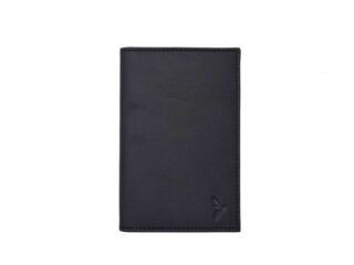 La Guêpe - Protège passeport Luxe en cuir noir  simple 2 volets  PM-032-01