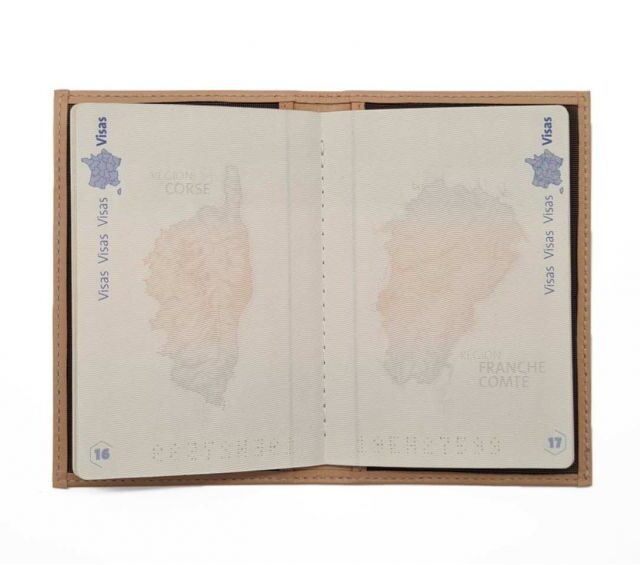 La Guêpe - Petite Maroquinerie - Protège passeport "Luxe" en cuir rosa - simple 2 volets - PM-032-01