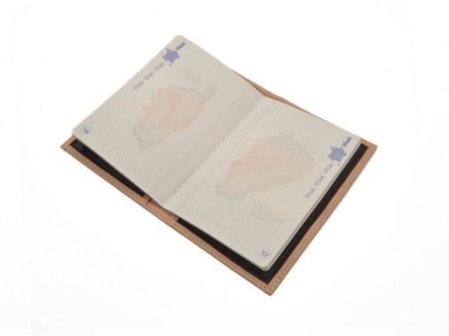 La Guêpe - Petite Maroquinerie - Protège passeport "Luxe" en cuir rosa - simple 2 volets - PM-032-01