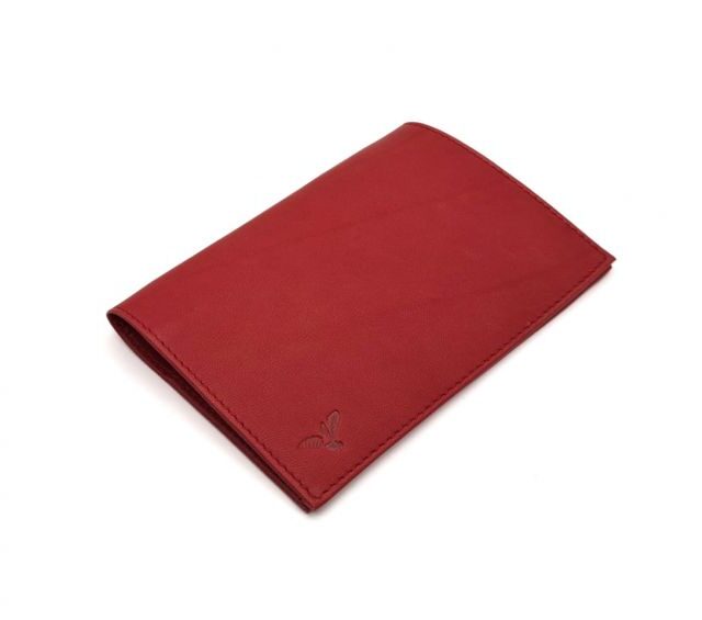 La Guêpe - Petite Maroquinerie - Protège passeport "Luxe" en cuir rouge - avec porte billet avion - PM-033-01