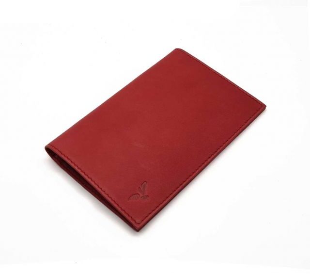 La Guêpe - Petite Maroquinerie - Protège passeport "Luxe" en cuir rouge - simple 2 volets - PM-032-01