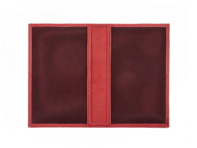 La Guêpe - Petite Maroquinerie - Protège passeport "Luxe" en cuir rouge - simple 2 volets - PM-032-01