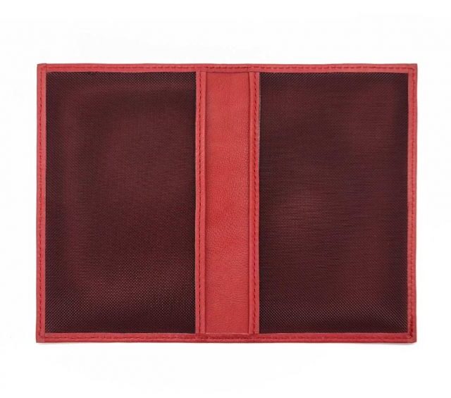 La Guêpe - Petite Maroquinerie - Protège passeport "Luxe" en cuir rouge - simple 2 volets - PM-032-01