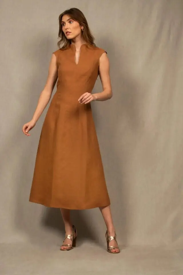 My tailor is Joh - Robe Longue Sans Manche en Lin Cognac – Allure