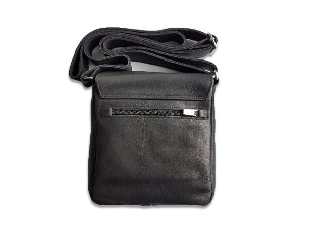 La Guêpe - Petite Maroquinerie - Sacoche bandoulière à rabat en cuir noir