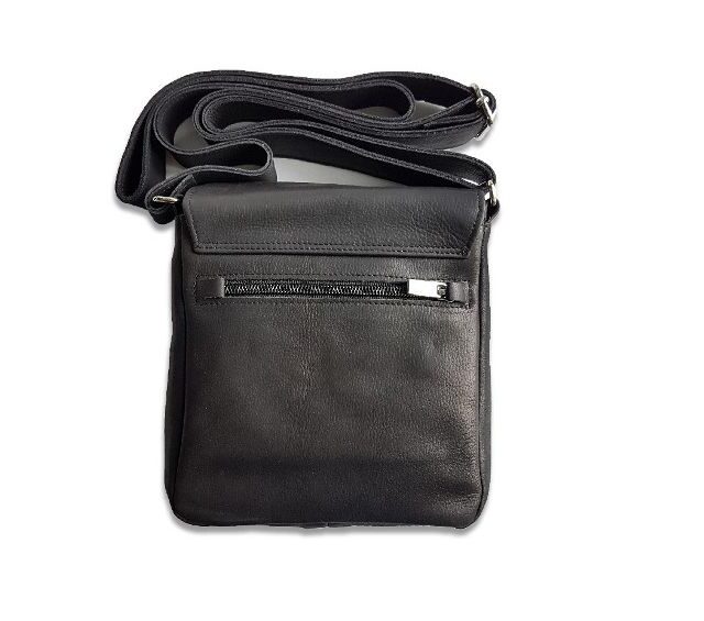 La Guêpe - Petite Maroquinerie - Sacoche bandoulière à rabat en cuir noir