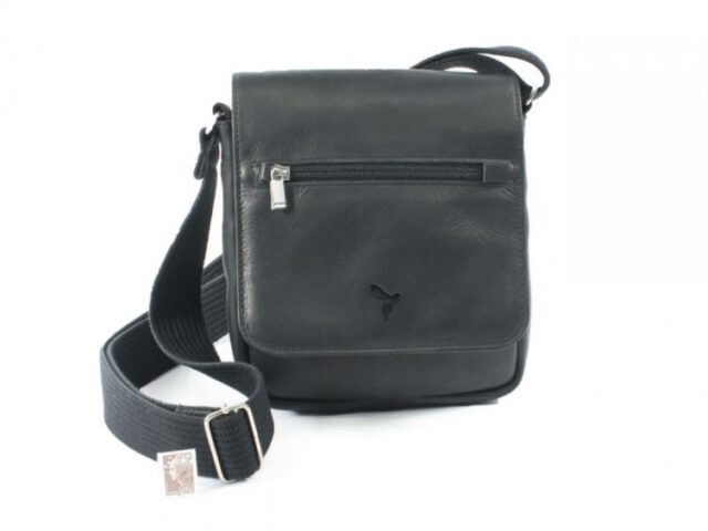 La Guêpe - Petite Maroquinerie - Sacoche bandoulière à rabat en cuir noir