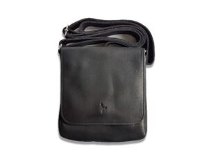 Sacoche bandoulière à rabat en cuir noir par la marque La Guêpe La Guêpe - Sacoche bandoulière à rabat en cuir noir
