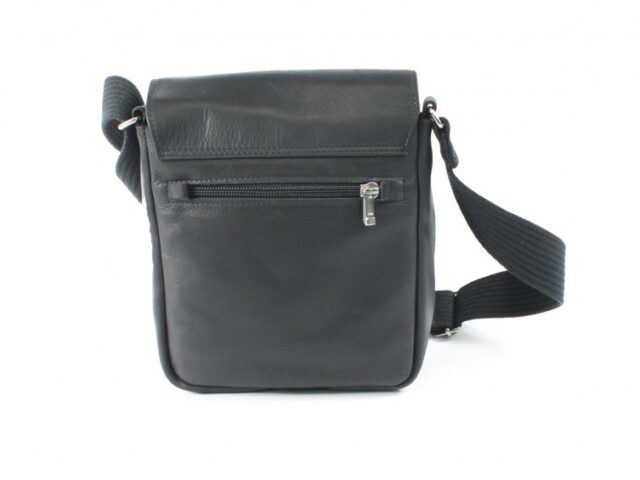 La Guêpe - Petite Maroquinerie - Sacoche bandoulière à rabat en cuir noir