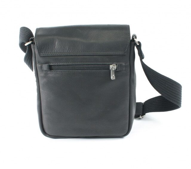 La Guêpe - Petite Maroquinerie - Sacoche bandoulière à rabat en cuir noir