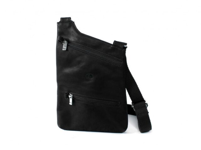 La Guêpe - Petite Maroquinerie - Sacoche bandoulière holster en cuir noir