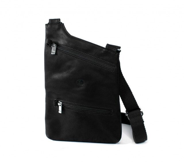 La Guêpe - Petite Maroquinerie - Sacoche bandoulière holster en cuir noir