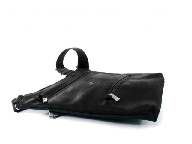 La Guêpe - Petite Maroquinerie - Sacoche bandoulière holster en cuir noir